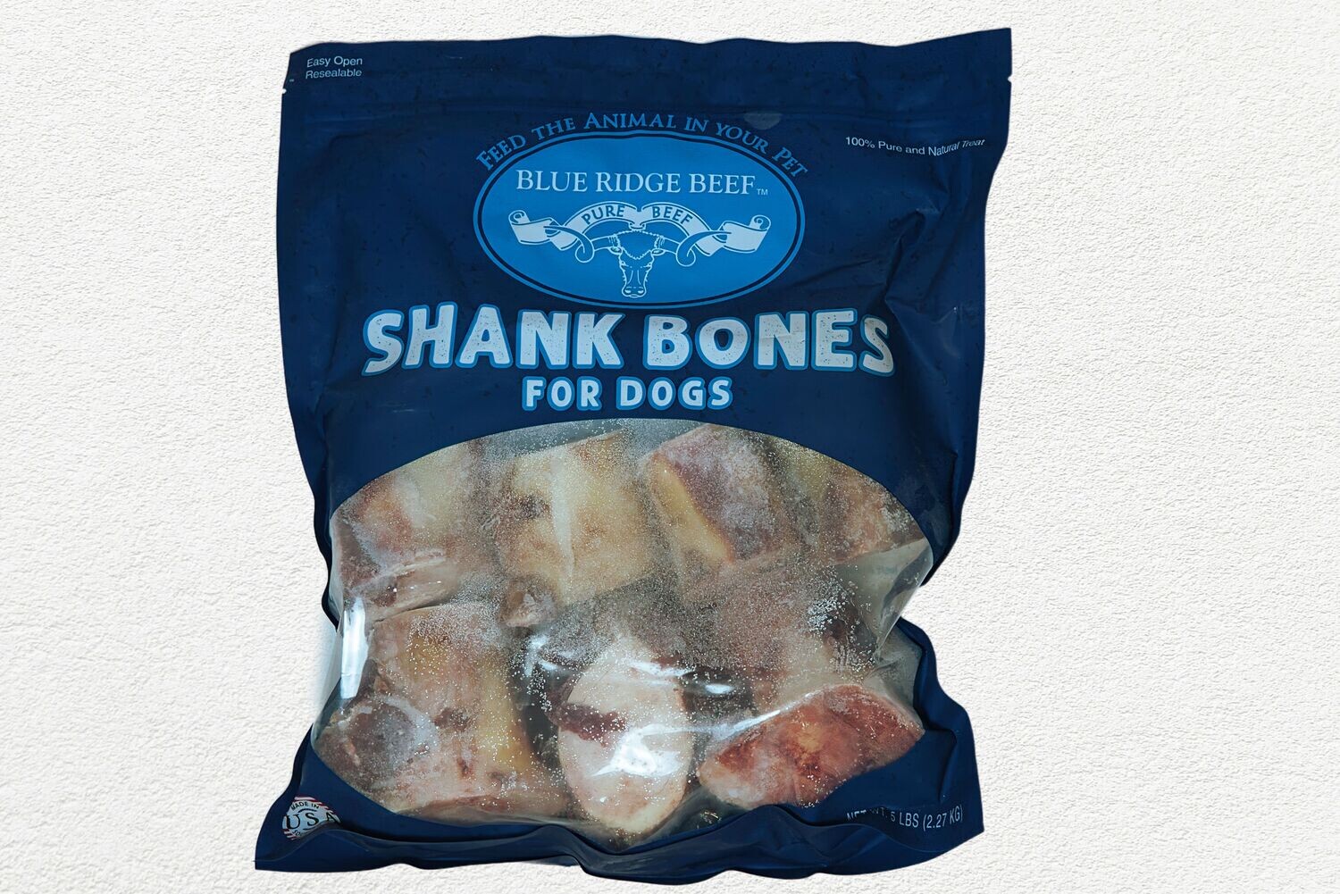 BLUE RIDGE BEEF BRB FROZEN RAW BONES - SHANK BONES 5 - LB