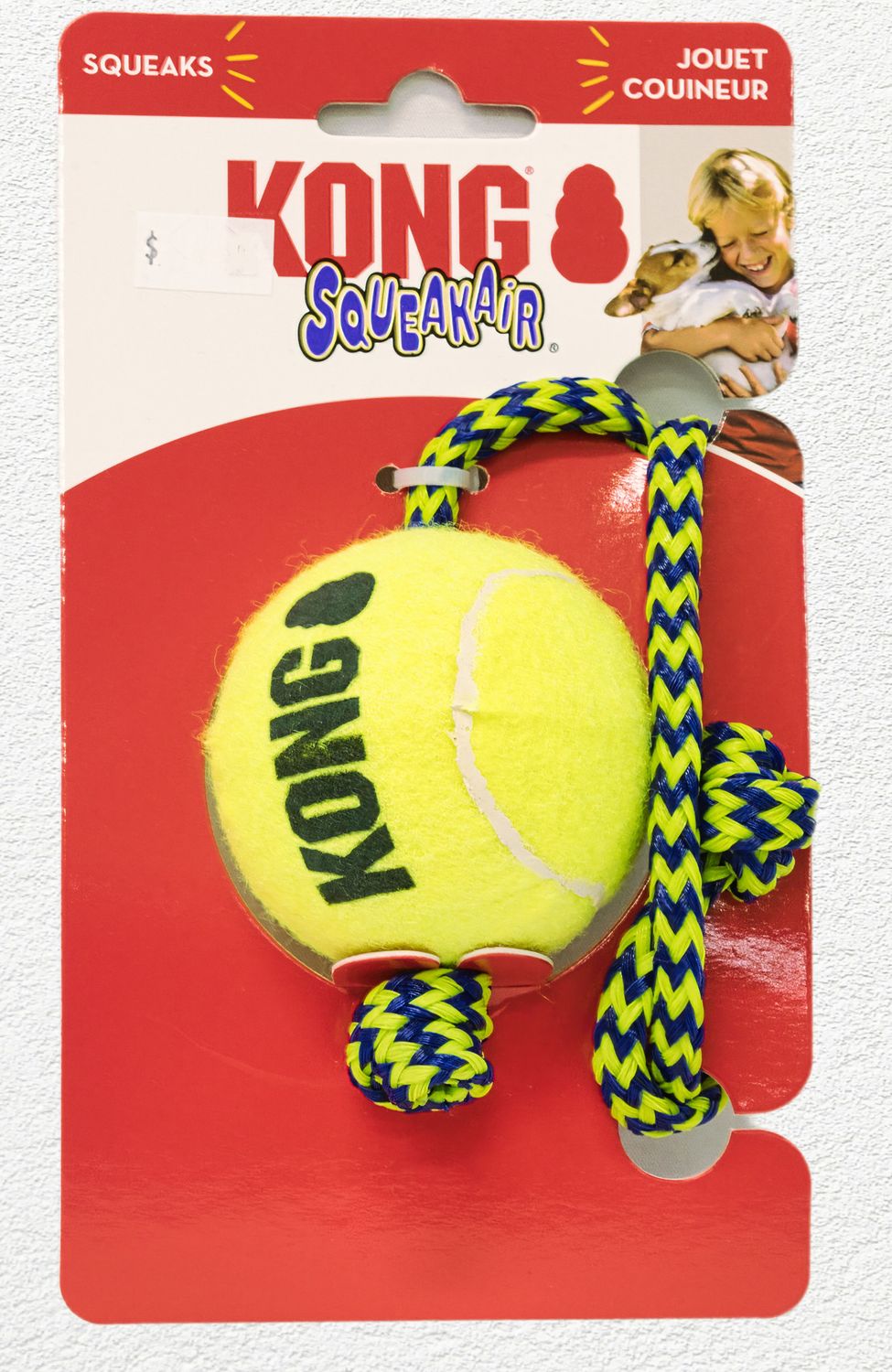 KONG SqueakAir Ball with Rope - Medium