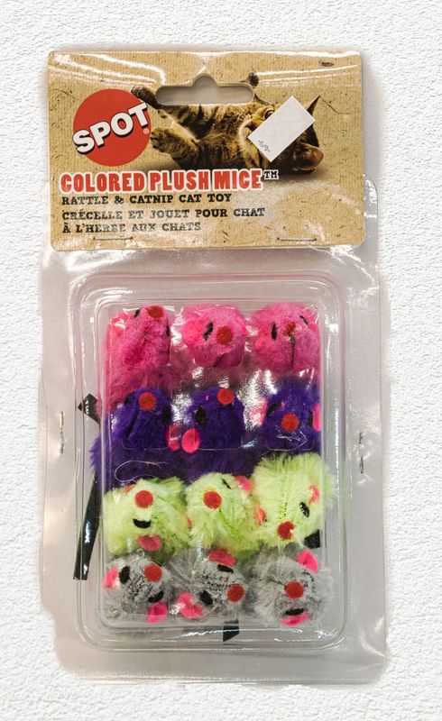 SPOT PLUSH MICE RATTLE & CATNIP 12PK