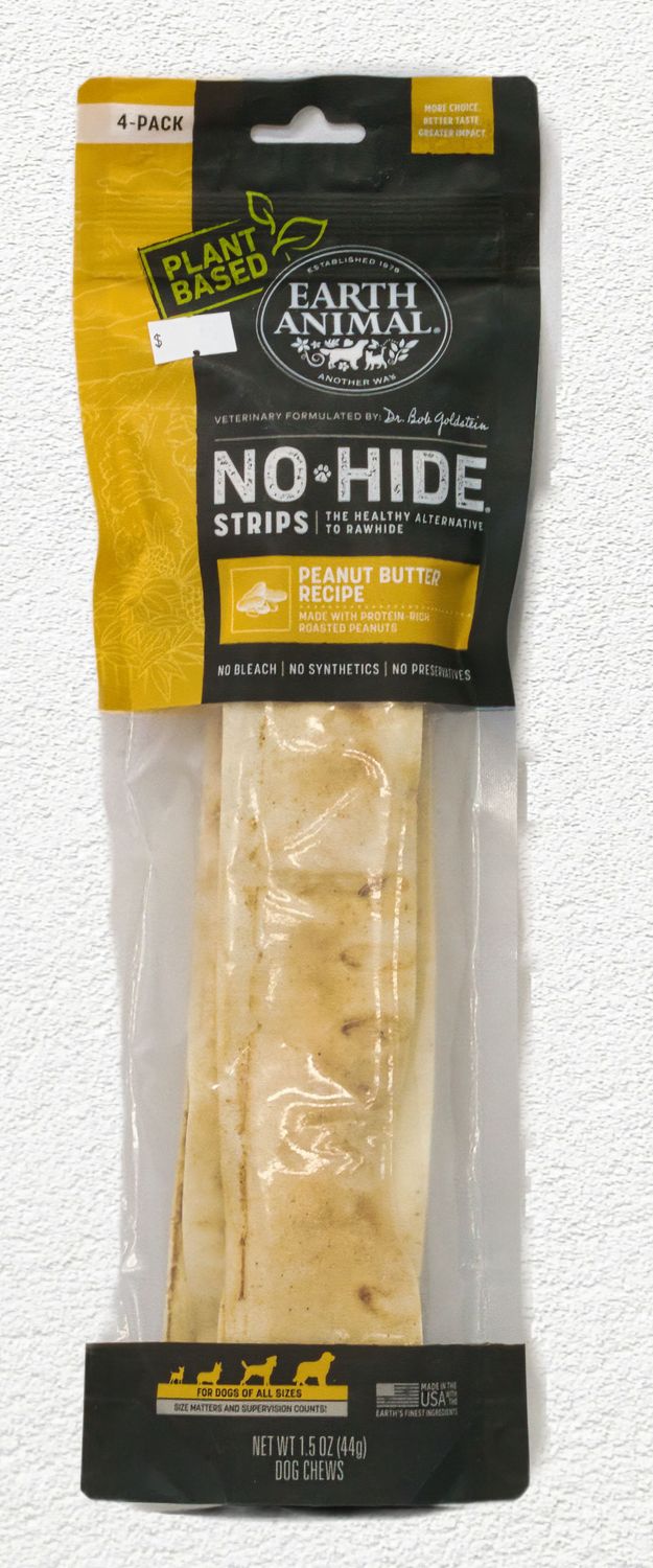 Earth Animal No Hide Peanut Butter Strips 4pk