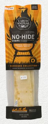 EARTH ANIMAL NO HIDE BBQ CHICKEN TURKEY STRIPS 4PK