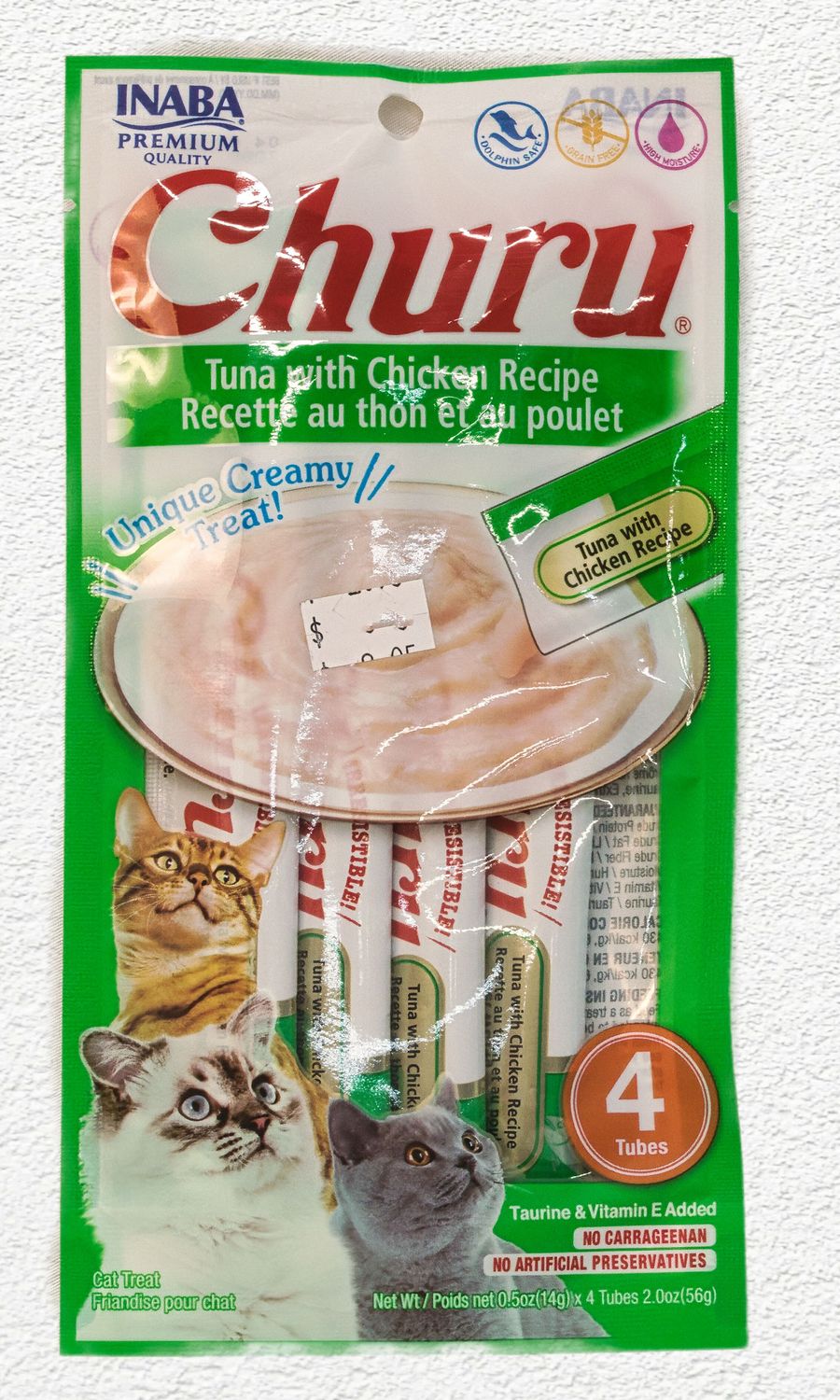 Inaba Ciao Cat Churu Purees Tuna & Chicken 4pk