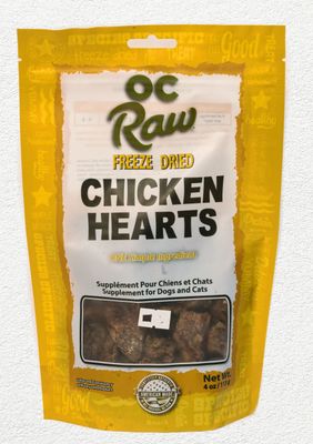 OC RAW FREEZE DRIED TREATS CHICKEN HEARTS 4 OZ