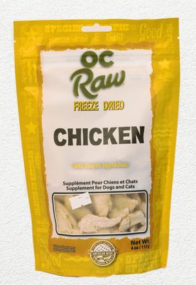 OC RAW FREEZE DRIED TREATS CHICKEN MEAT PIECES 4 OZ