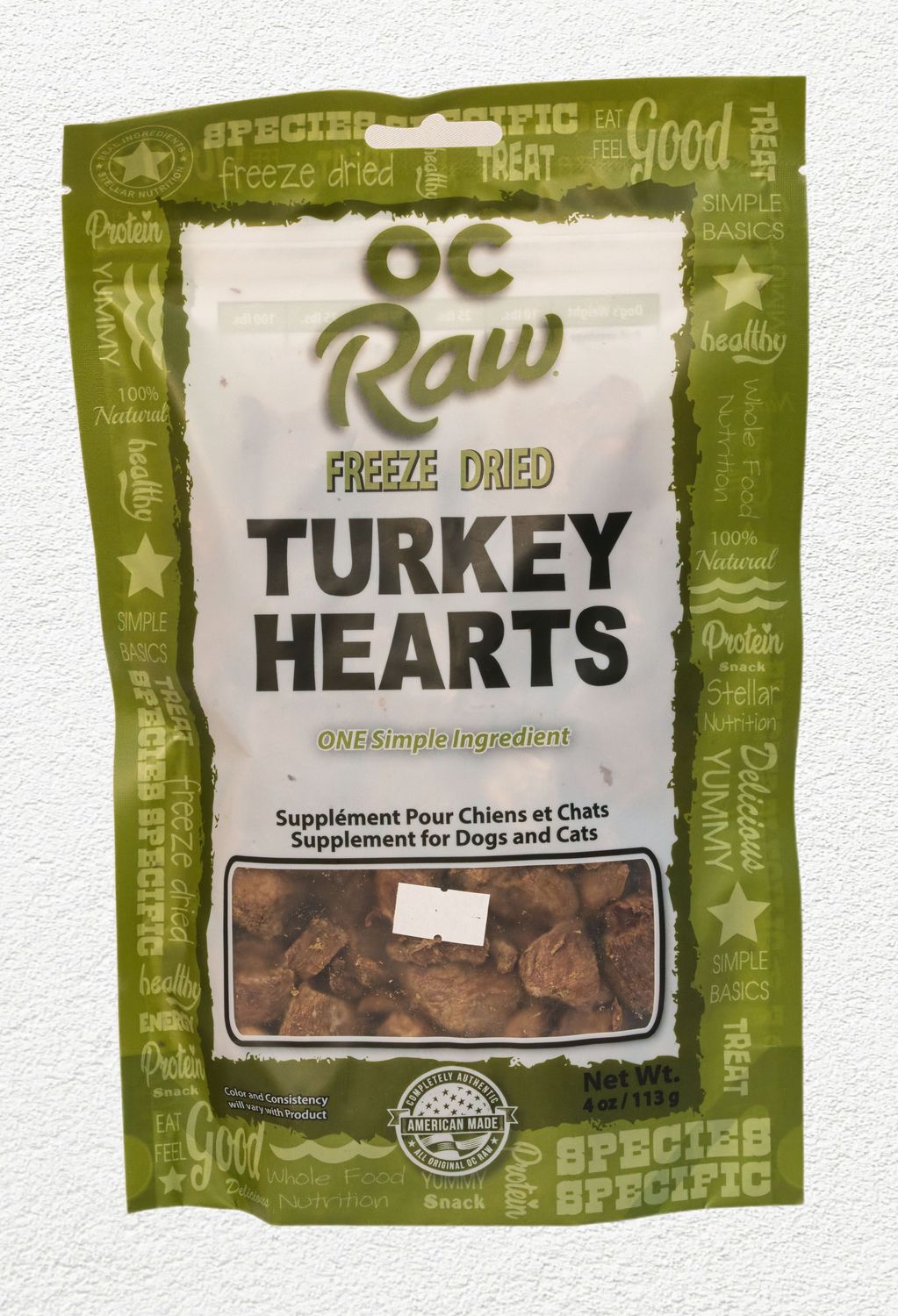 OC RAW FREEZE DRIED TREATS TURKEY HEARTS 4 OZ