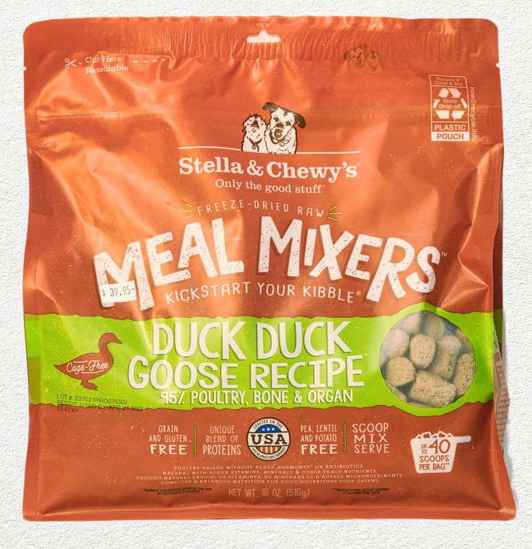 STELLA & CHEWY DOG FREEZE DRIED MEAL MIXERS DUCK 18oz