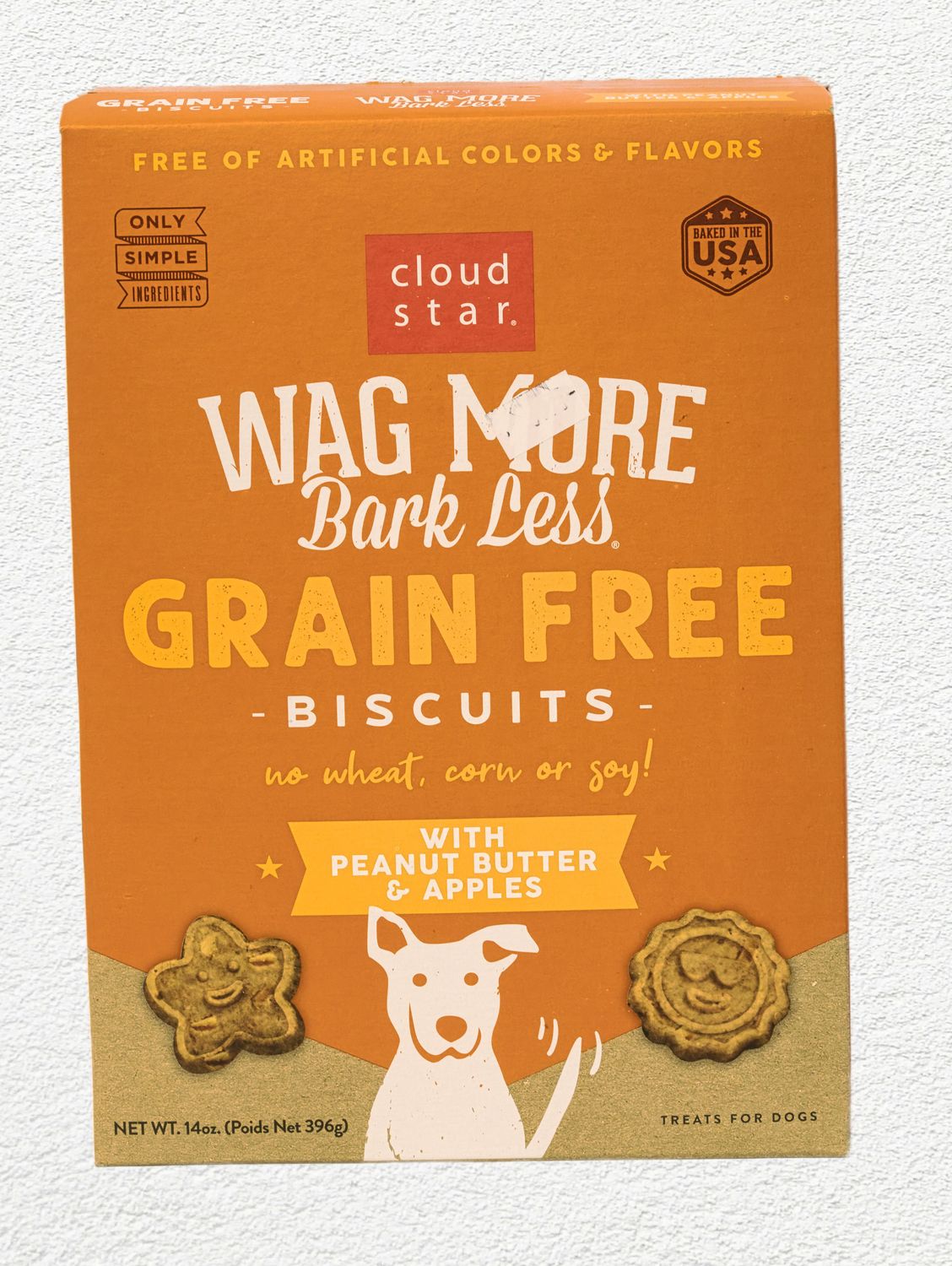 Wag More Bark Less Grain Free Oven Baked Treats Peanut Butter and Apple 14 oz