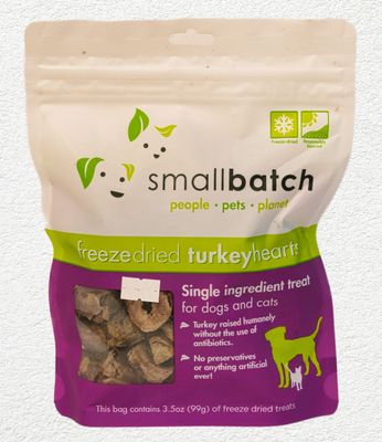 Small Batch Treats Freeze Dried Hearts Turkey 3.5oz