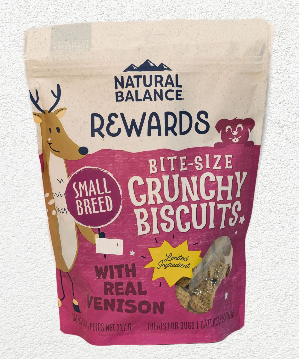 NATURAL BALANCE DOG TREAT VENISON & SWEET POTATO SMALL BREED 8oz