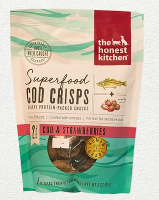 Honest Kitchen Dog Treat Superfood Cod Crisps Cod & Strawberry 3 oz