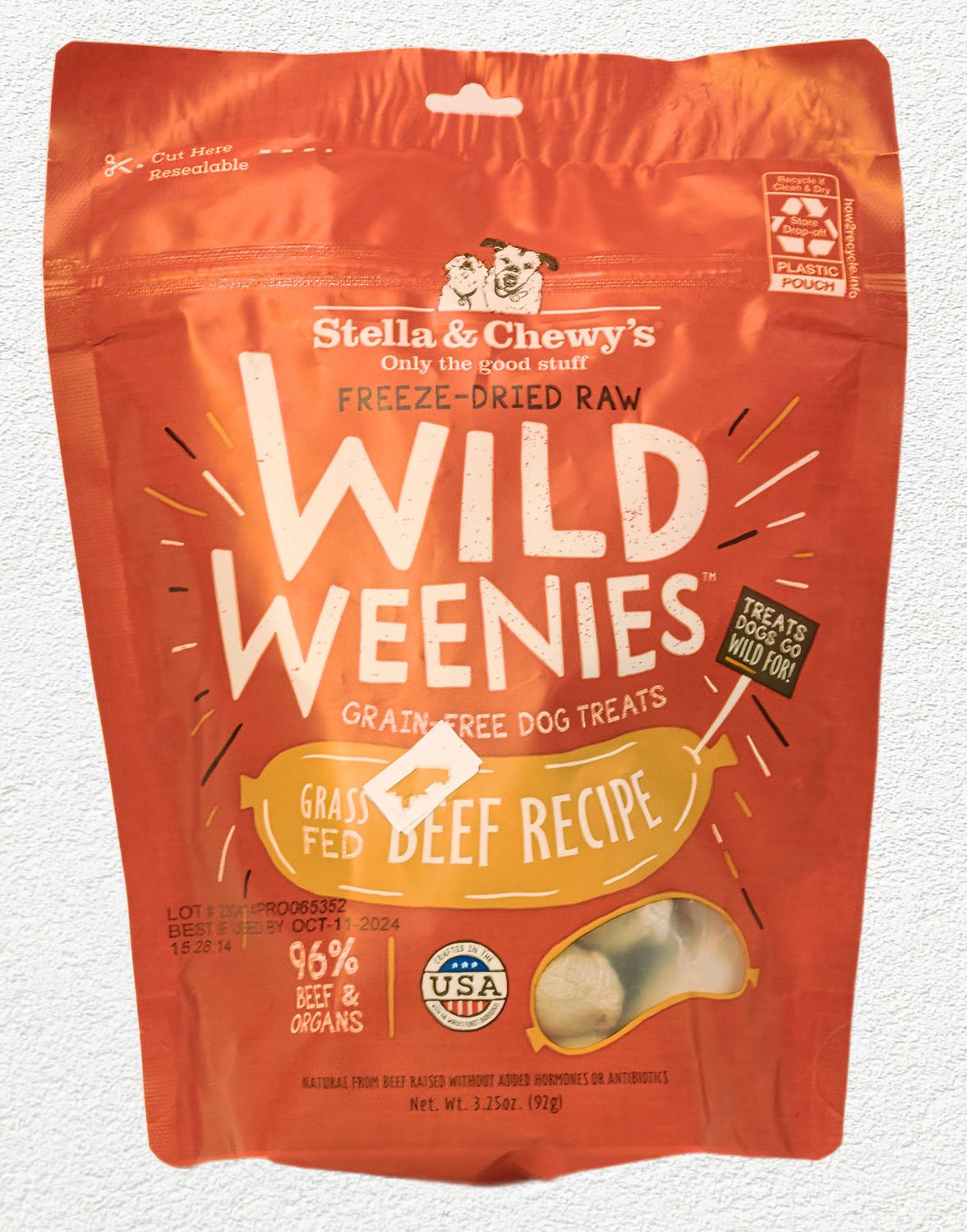 STELLA & CHEWY DOG TREAT WILD WEENIES BEEF 3.25oz