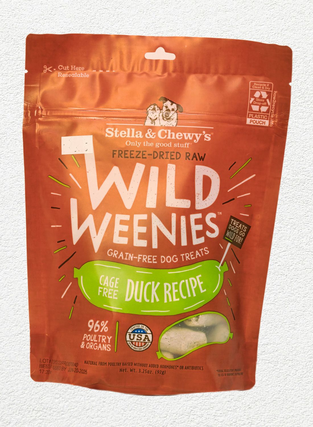 STELLA & CHEWY DOG TREAT WILD WEENIES DUCK 3.25oz