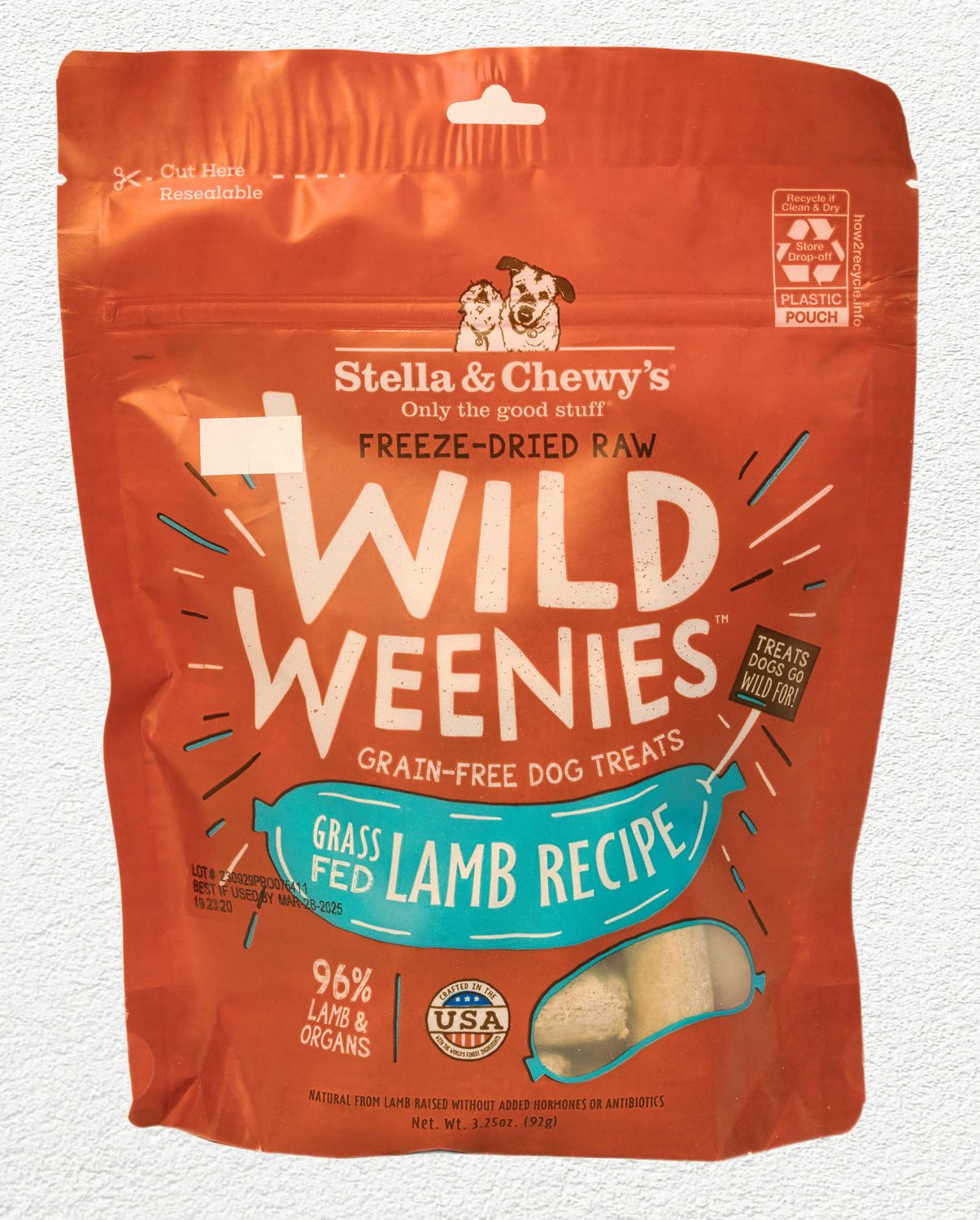 STELLA & CHEWY DOG TREAT WILD WEENIES LAMB 3.25oz