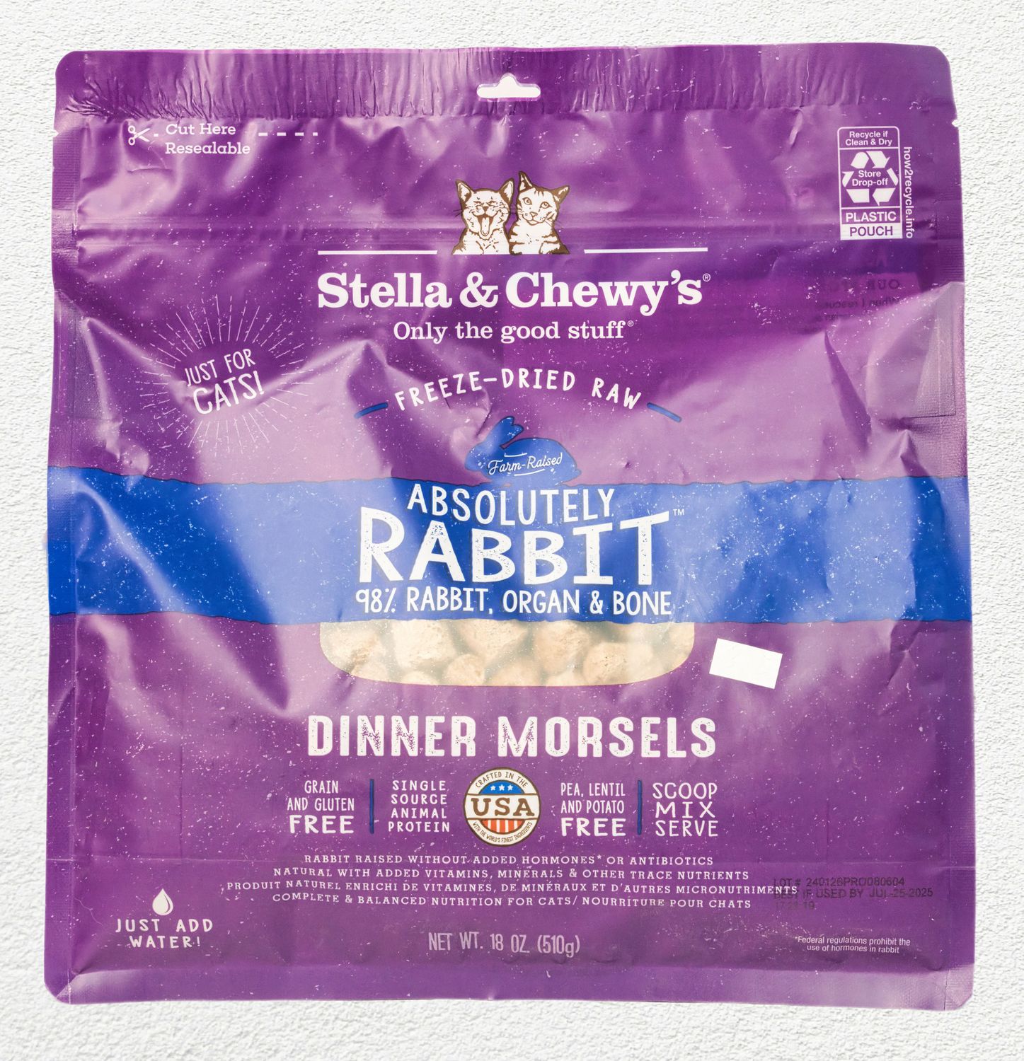 STELLA & CHEWY CAT FREEZE DRIED Absolutely RABBIT 18oz