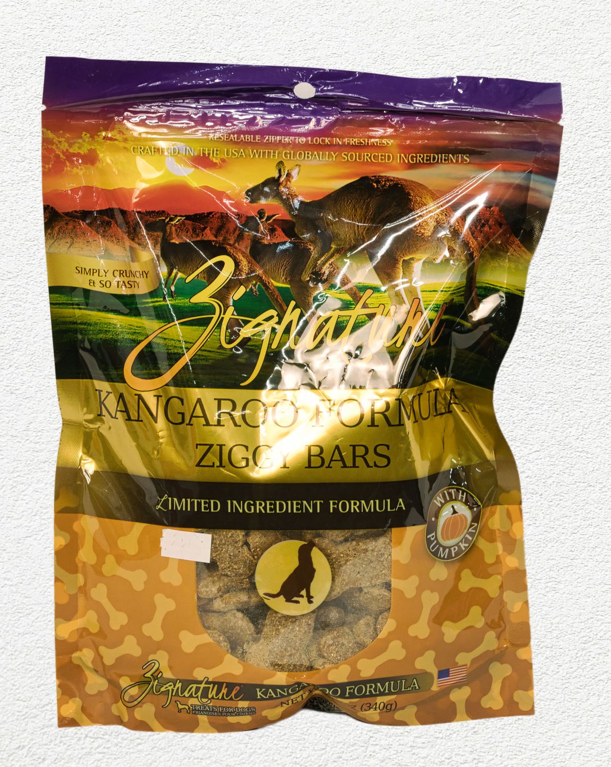 Zignature Ziggy Bars Kangaroo Formula Biscuit Treats for Dogs - 12 oz