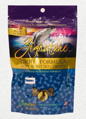 Zignature Dog Treat Soft Moist Trout Hearts 4 oz