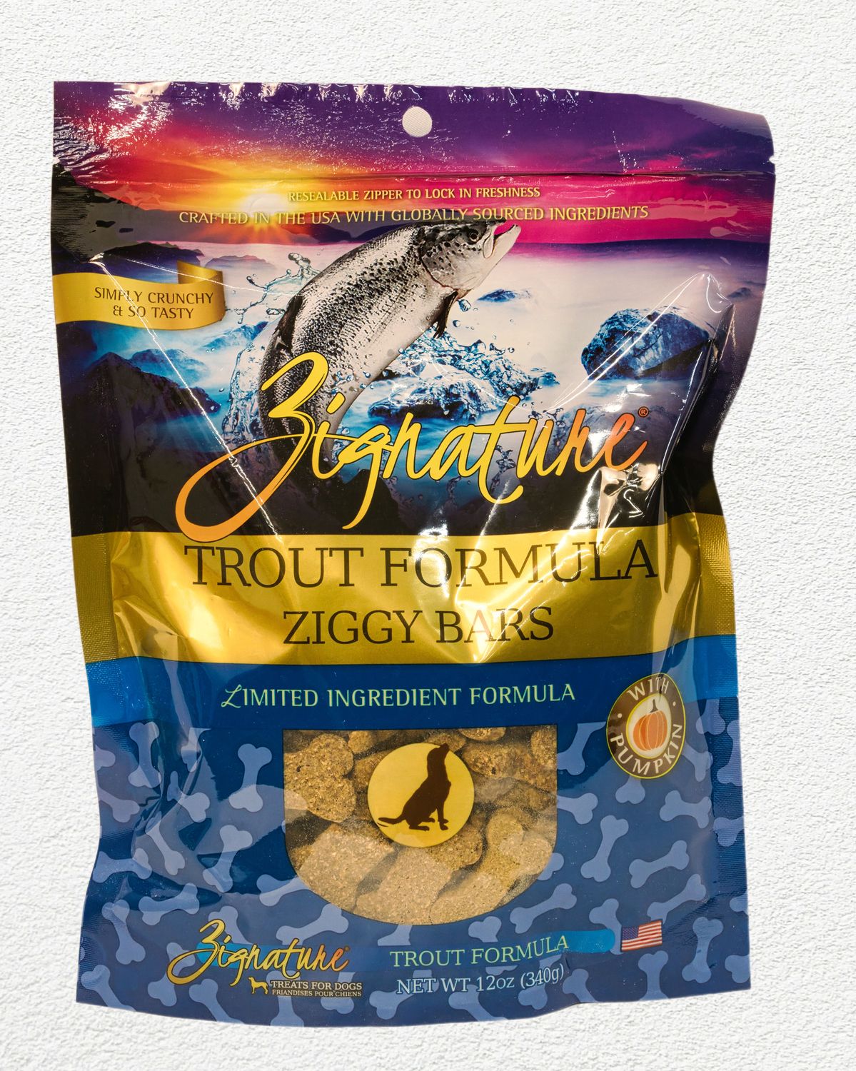 Zignature Ziggy Bars Trout Formula Biscuit Treats for Dogs - 12 oz