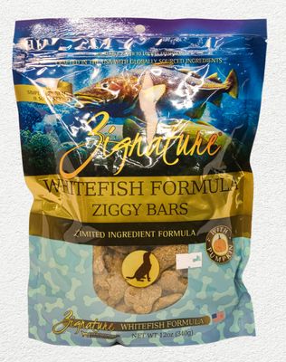 Zignature Ziggy Bars Whitefish Formula Biscuit Treats for Dogs - 12 oz