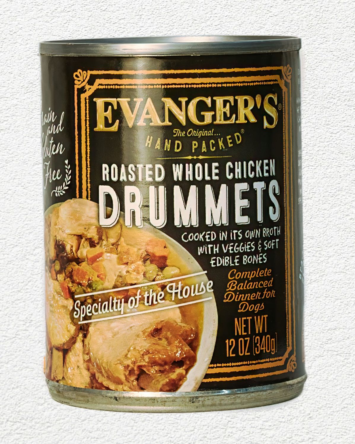 Evanger's Hand-Packed Roasted Chicken Drummet Dinner for Dogs, 12 oz