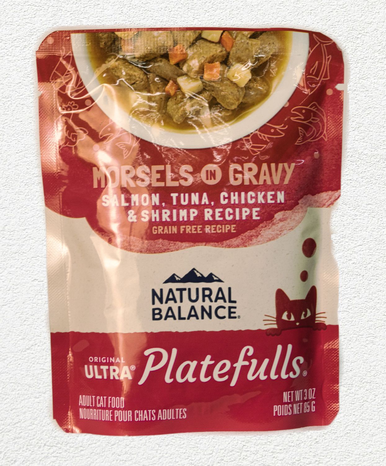 Natural Balance Platefulls Indoor Salmon, Tuna, Chicken & Shrimp Formula in Gravy Cat Food 3oz Pouch
