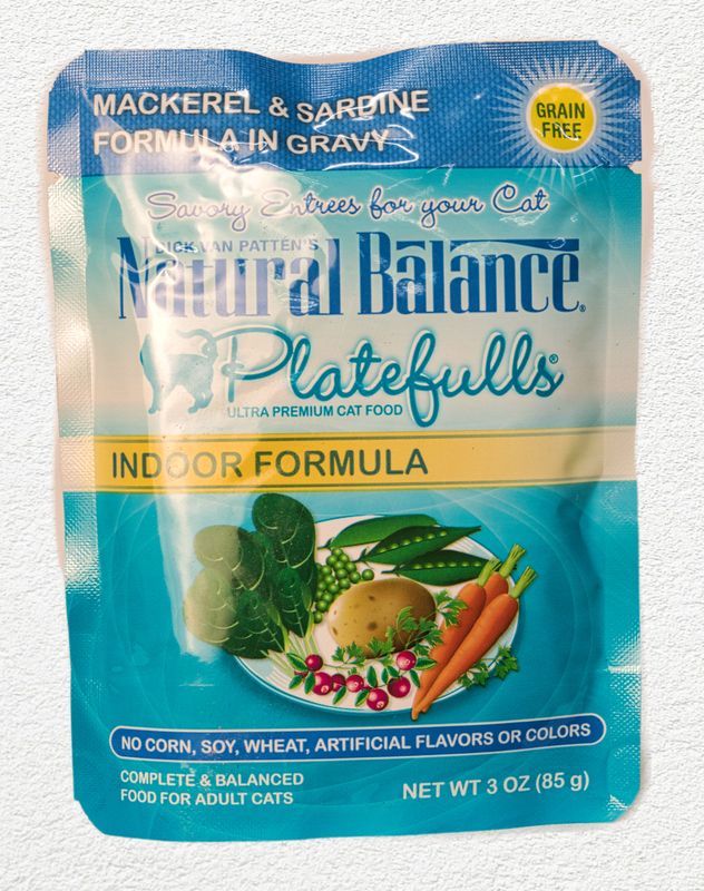 Natural Balance Platefulls Indoor Mackerel & Sardine Formula in Gravy Cat Food 3oz Pouch