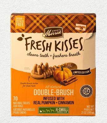 Merrick Fresh Kisses Pumpkin & Cinnamon Dental Dog Treats, Extra Small, 70 Count