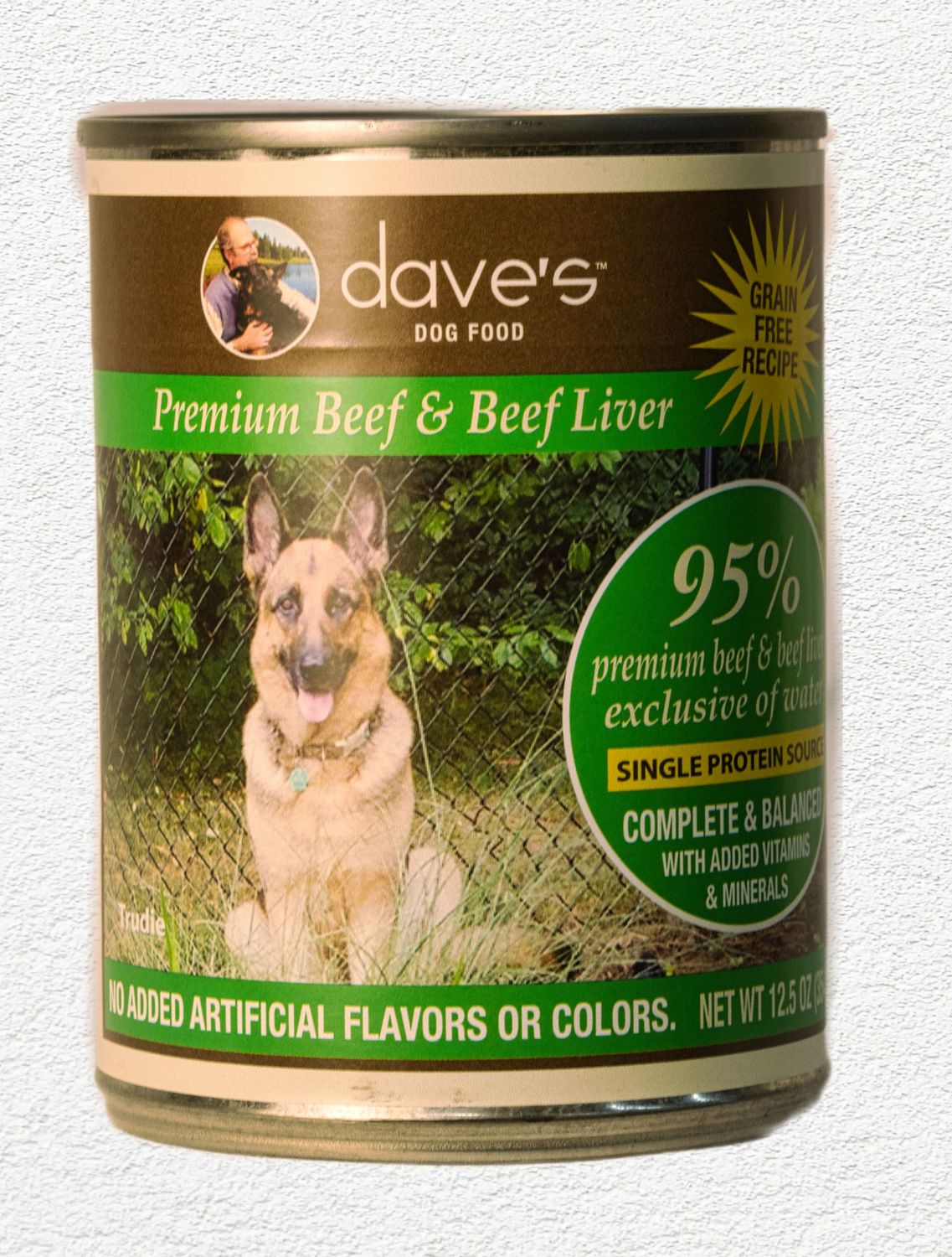 Dave's Grain-Free 95% Beef & Beef Liver Canned Dog Food, 13oz