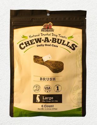 Redbarn Chew-A-Bulls Brush Dental Treats for Dogs - Large, 6 Count