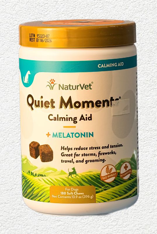 NaturVet Quiet Moments Calming Aid Plus Melatonin Soft Chews for Dogs - 180 Soft Chews
