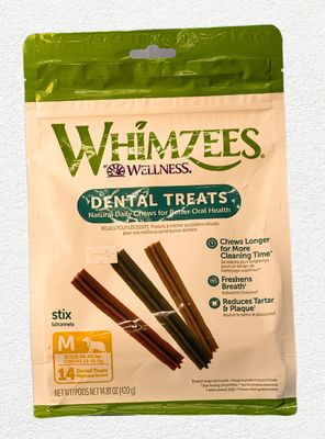 Whimzees Stix Dental Dog Treats, Medium - 14 Ct