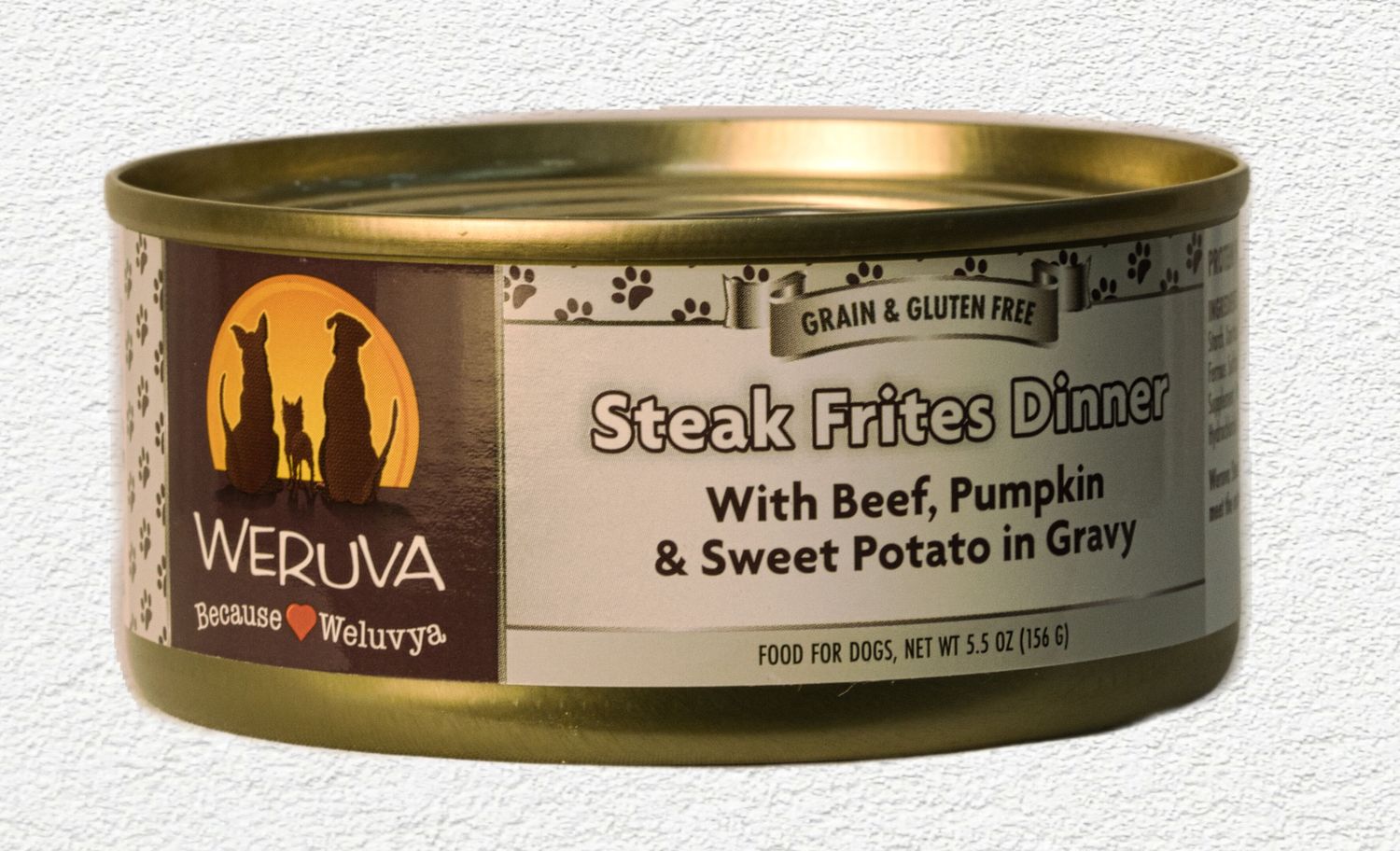 Weruva Steak Frites with Beef, Pumpkin, and Sweet Potatoes in Gravy Canned Dog Food, 5.5 oz Can
