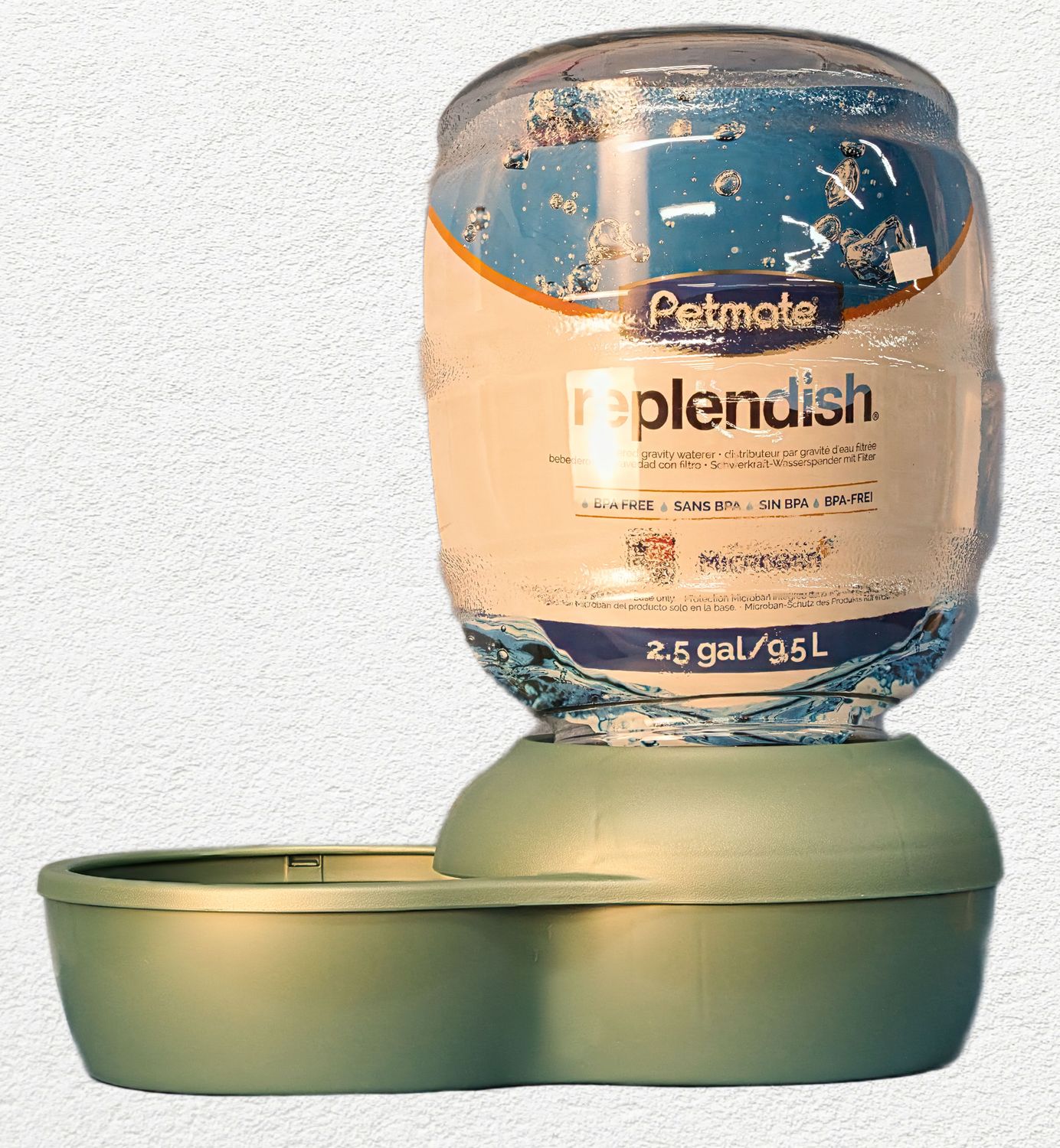 Petmate Replendish Gravity Waterer with Microban - Brushed Nickel, 2.5 Gallon