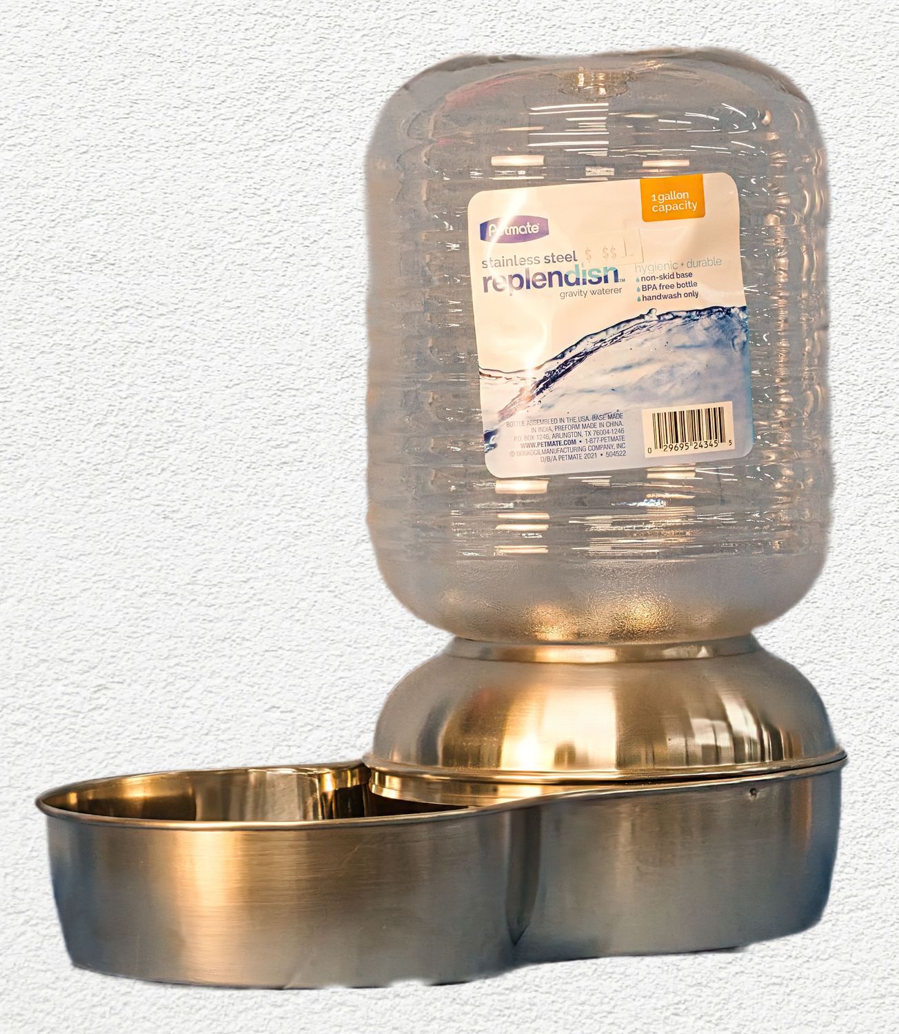 Petmate Replendish Stainless Steel Waterer - 1 Gallon