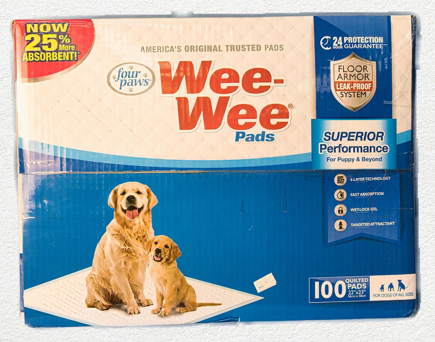 Four Paws Wee-Wee Pads - 100 Pack (22" x 23")
