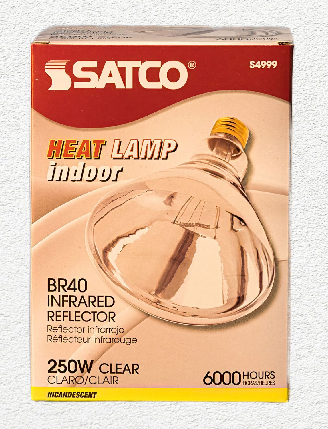 Satco Heat Lamp Indoor Bulb Clear 250Watt not for chicks