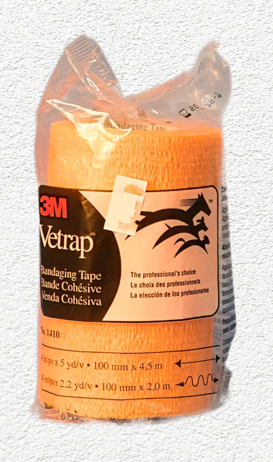 3M Vetrap Bandaging Tape, 4 inches x 5 yards, Bright Orange