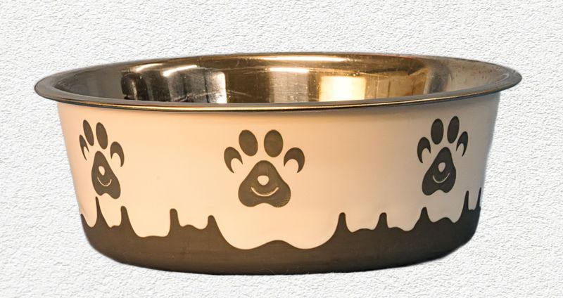 Maslow Non-Skid Paw Design Dog Bowl – 28 oz Grey/White