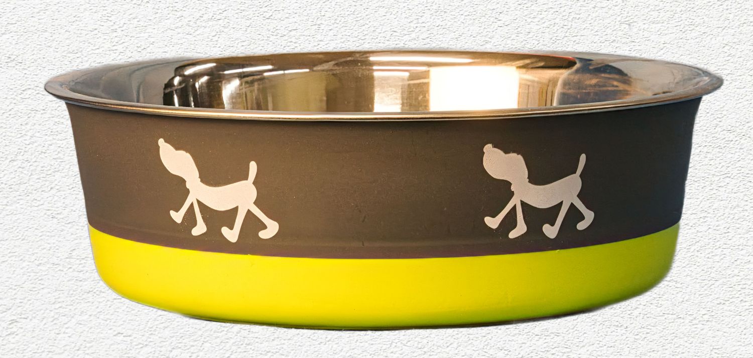 Maslow Non-Skid Pup Design Dog Bowl – 54 oz Green/Grey