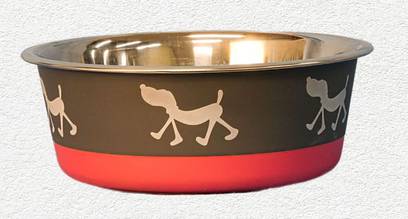 Maslow Non-Skid Pup Design Dog Bowl – 28 oz Pink/Grey