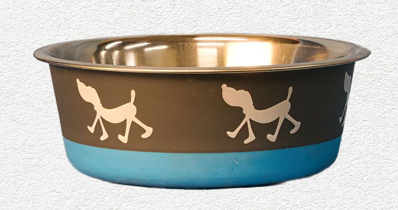 Maslow Non-Skid Pup Design Dog Bowl – 28 oz Blue/Grey