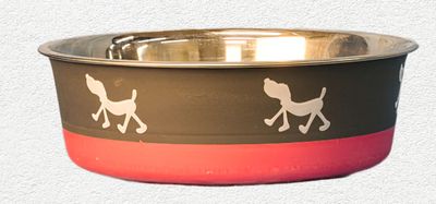 Maslow Non-Skid Pup Design Dog Bowl – 54 oz Pink/Grey