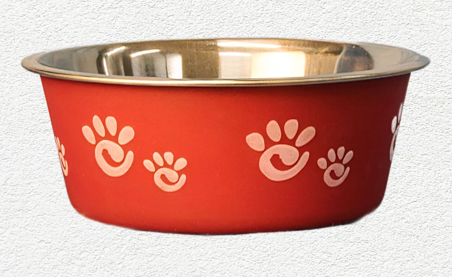 SPOT Barcelona Stainless Steel Paw Print Dog Bowl – 32 oz Raspberry