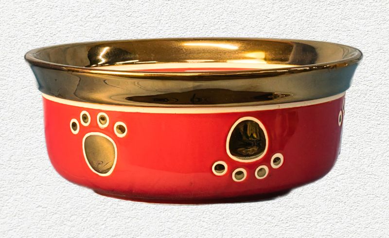 SPOT Ritz Copper Rim Dog Dish – 7" Red