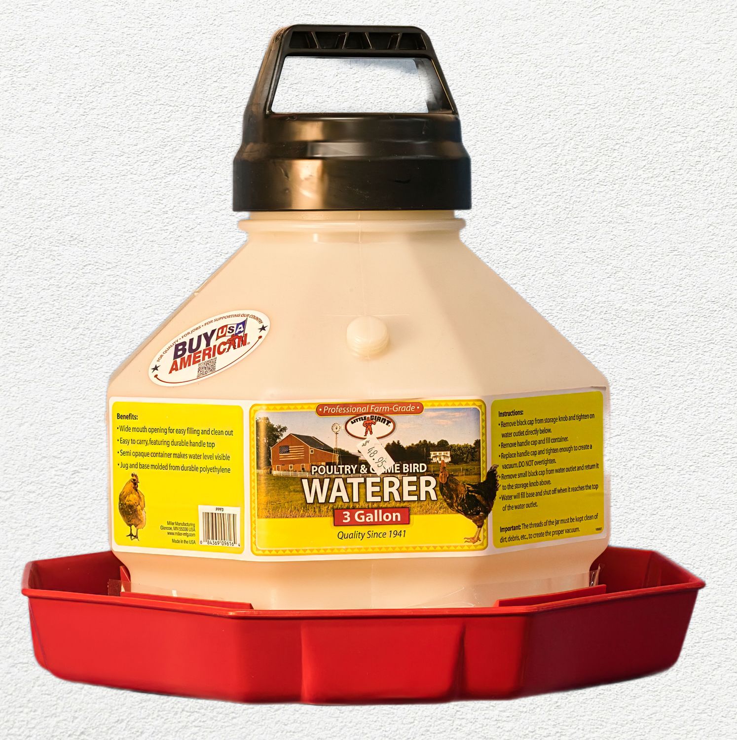 Little Giant Plastic Poultry Waterer – 3 Gallon