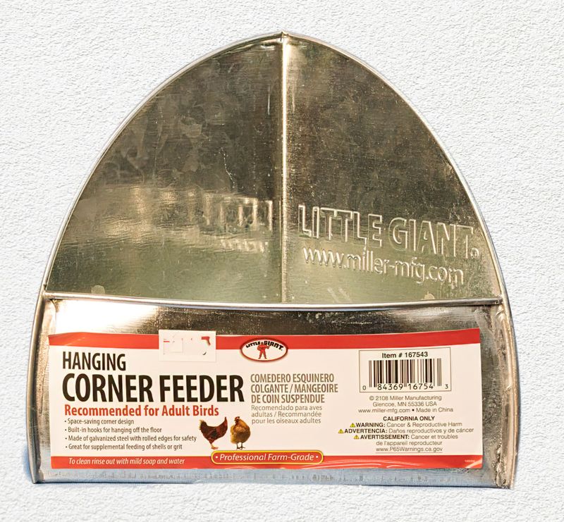 Little Giant Galvanized Hanging Corner Poultry Feeder, 32 oz