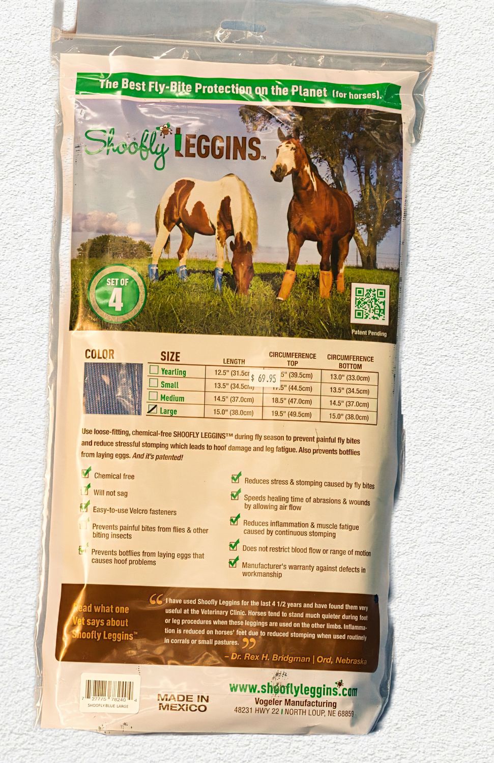 Shoofly Leggins Horse Fly Boots, Large (4 Pack)