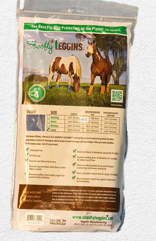 Shoofly Leggins Horse Fly Boots, Large (4 Pack)