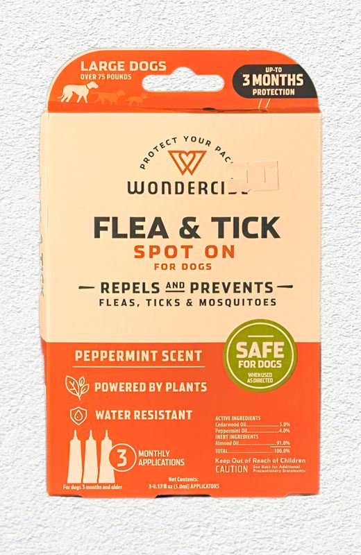 Wondercide Flea & Tick Spot On for Dogs - Large - Peppermint (3 Tubes)