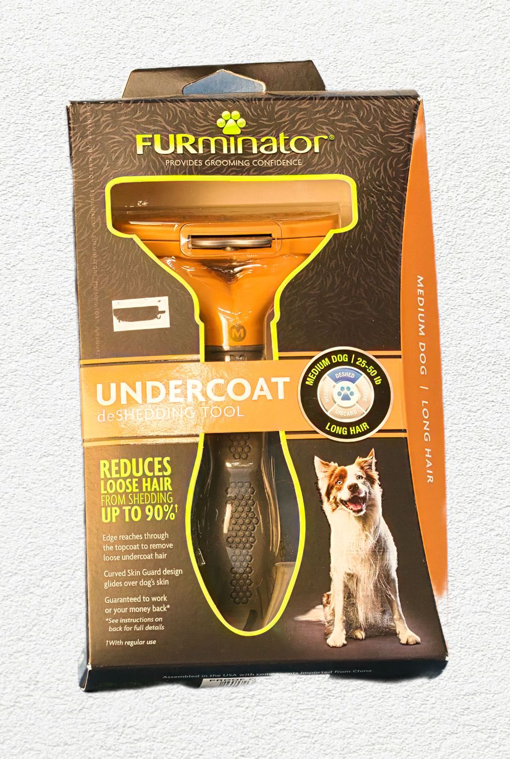 FURminator Long Hair Deshedding Tool for Medium Dogs
