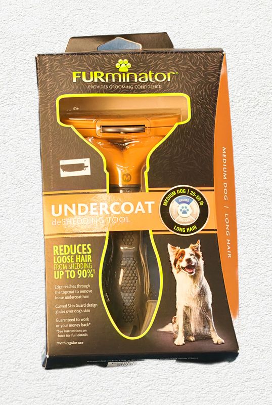 FURminator Long Hair Deshedding Tool for Medium Dogs